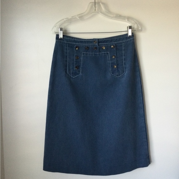 CELINE YACHTING TWILL DENIM CANVAS NAUTICAL BUTTON SKIRT SIZE 38 FRANCE - Picture 16 of 16